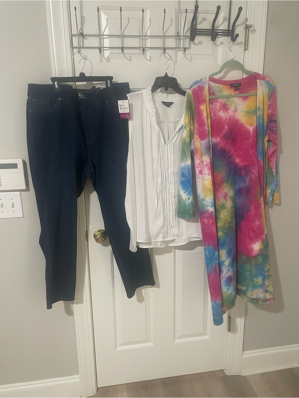 Tie-Dye Duster Cardigan - Multicolor 1x 17w Kim rogers new stretch denim xxl top